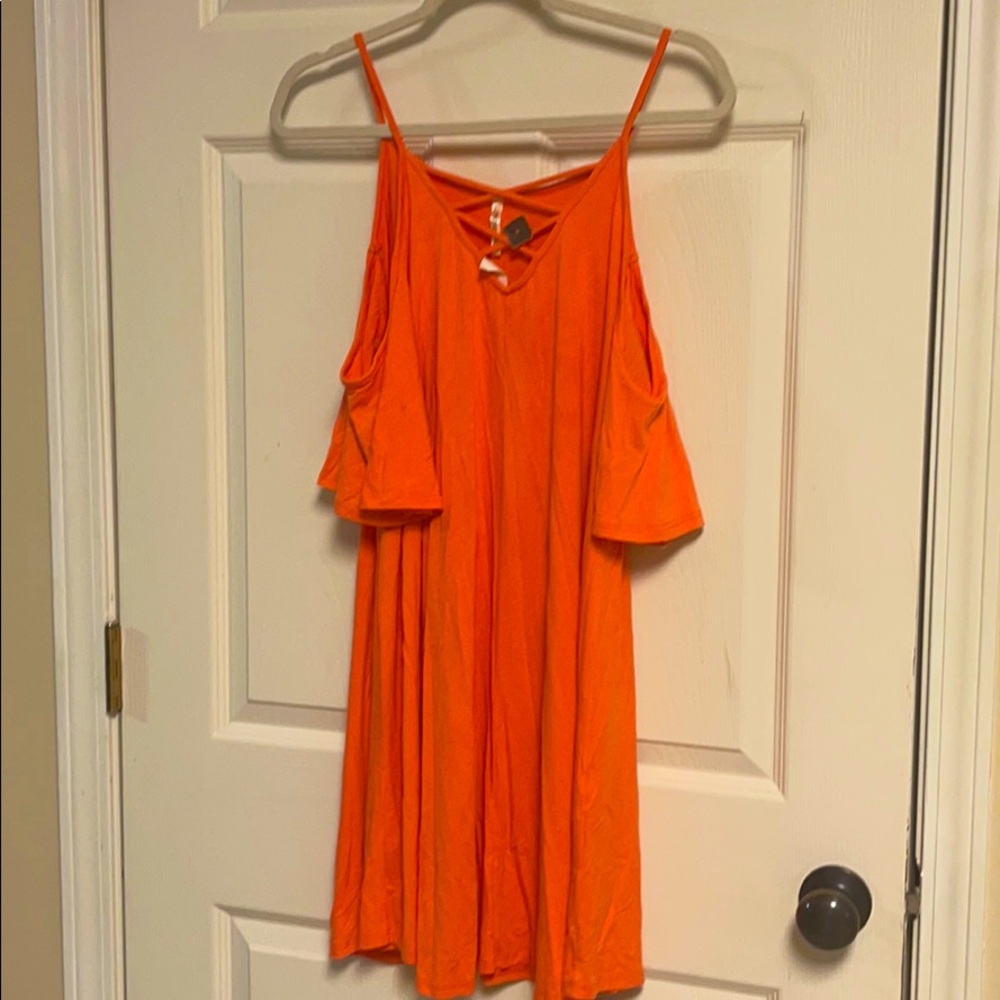 Orange midi dress